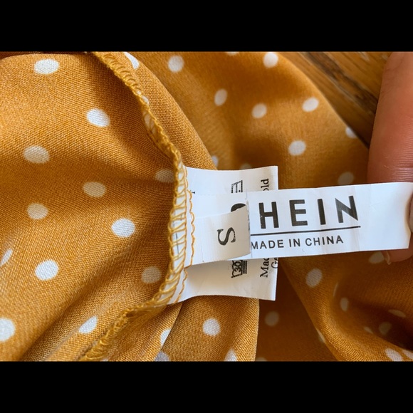 SIZE SMALL MUSTARD AND POLKA DOT SHEIN BLOUSE - Picture 4 of 4